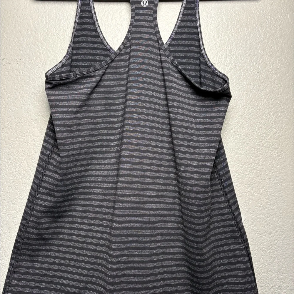 lululemon athletica Black and Gray Striped Racerback Tank Top